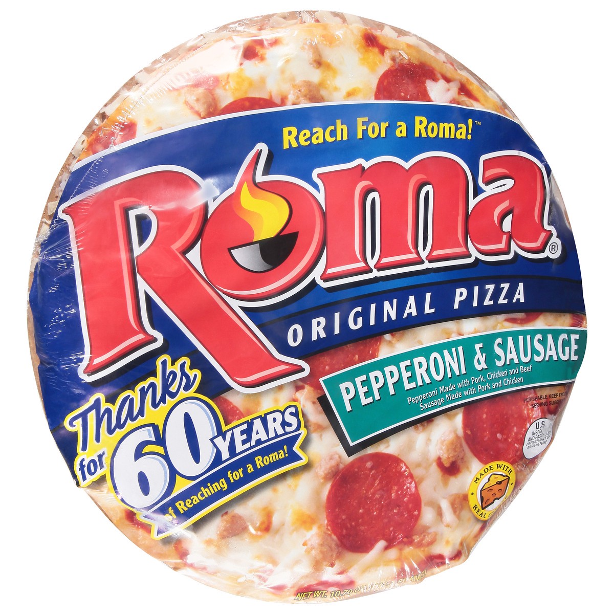 slide 3 of 14, Roma Original Pepperoni & Sausage Pizza 10.70 oz, 12.3 oz