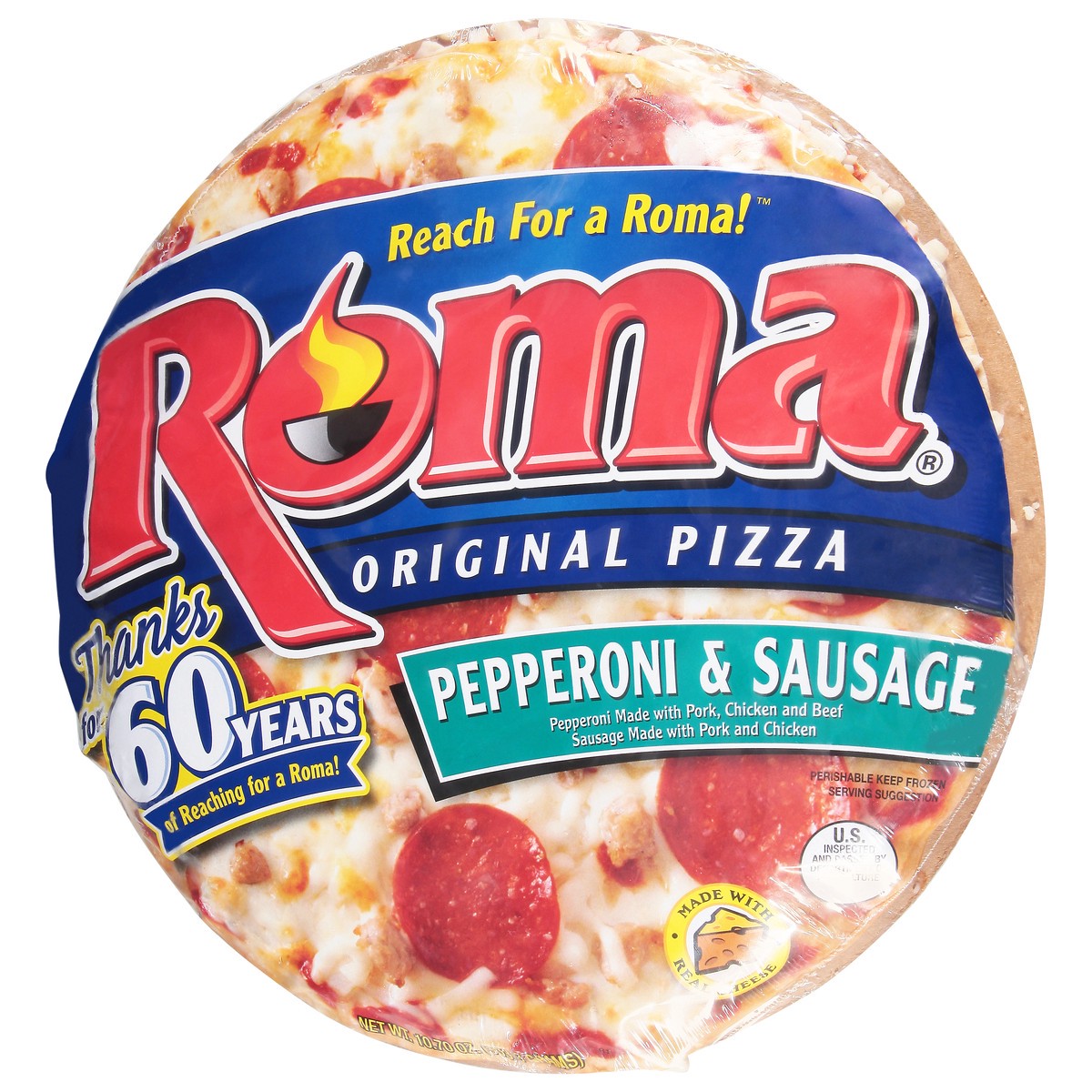 slide 11 of 14, Roma Original Pepperoni & Sausage Pizza 10.70 oz, 12.3 oz