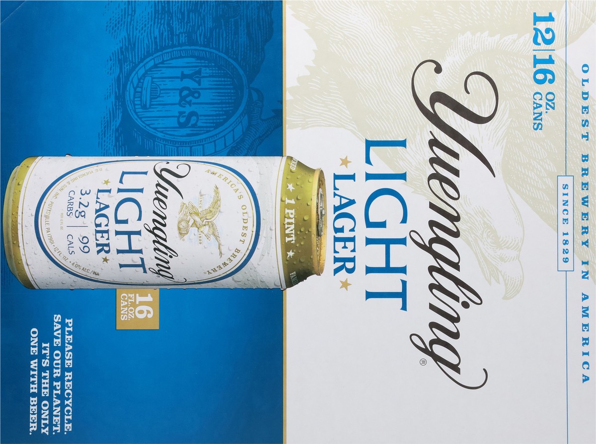 slide 8 of 13, Yuengling Light Lager Beer 12 - 16 oz Cans, 192 oz