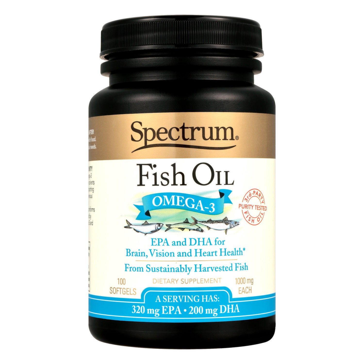 slide 1 of 1, Spectrum Fish Oil Omega-3 Dietary Supplement Softgels 100 ct Bottle, 100 ct