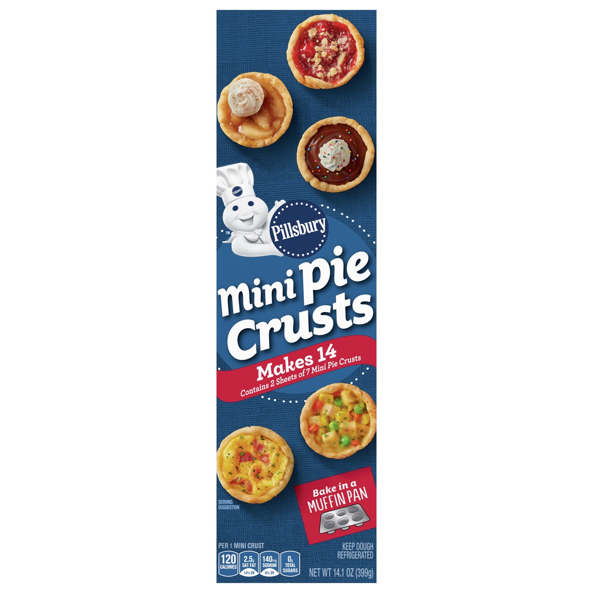 slide 1 of 9, Pillsbury Mini Pie Crusts for Baking, 14 Ct, 14.1 oz, 14.10 oz