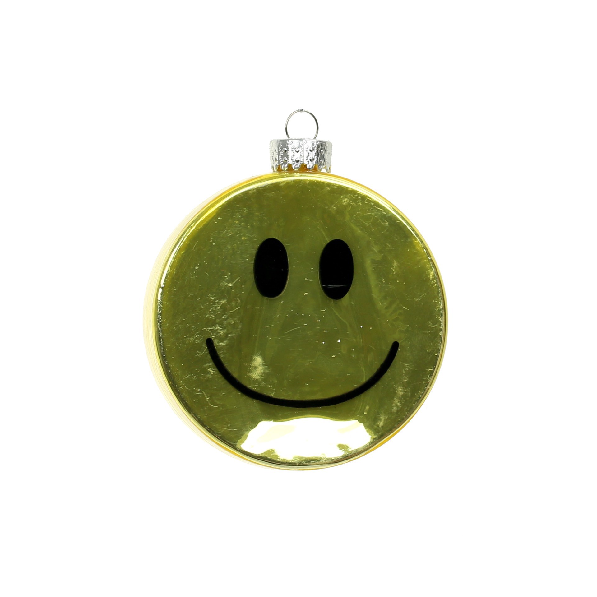 slide 3 of 3, 3.5" Yellow Winking Smiley Face Glass Ornament By Ashland, 3.5 in
