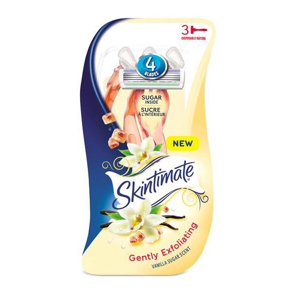 slide 1 of 1, Skintimate Vanilla Sugar Disposable, 3 ct