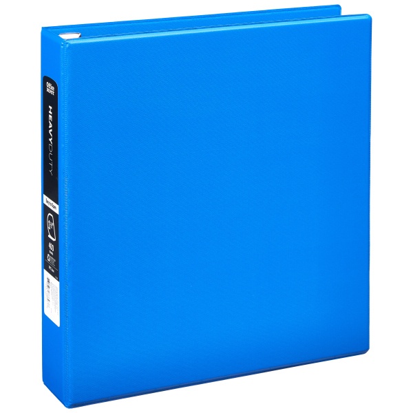 slide 1 of 5, Office Depot Heavy-Duty 3-Ring Binder, 1 1/2'' D-Rings, 49% Recycled, Blue, 1 ct