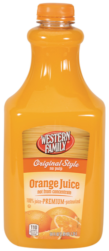 slide 1 of 1, Western Family Orange Juice, No Pulp, Not From Concentrate - 59 oz, 59 oz