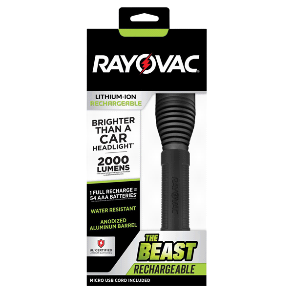 slide 1 of 1, Rayovac The BEAST Rechargeable Lithium Flashlight, 1 ct