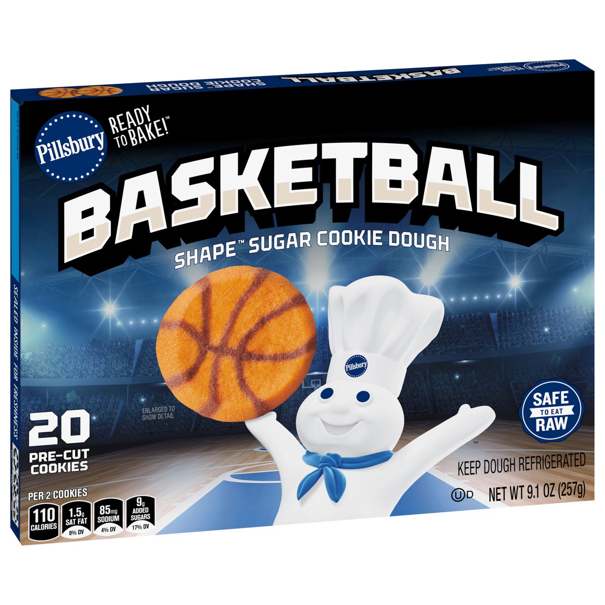 slide 6 of 15, Pillsbury Ready to Bake! Basketball Shape Sugar Cookie Dough 20 Count, 9.1 OZ, 20 ct