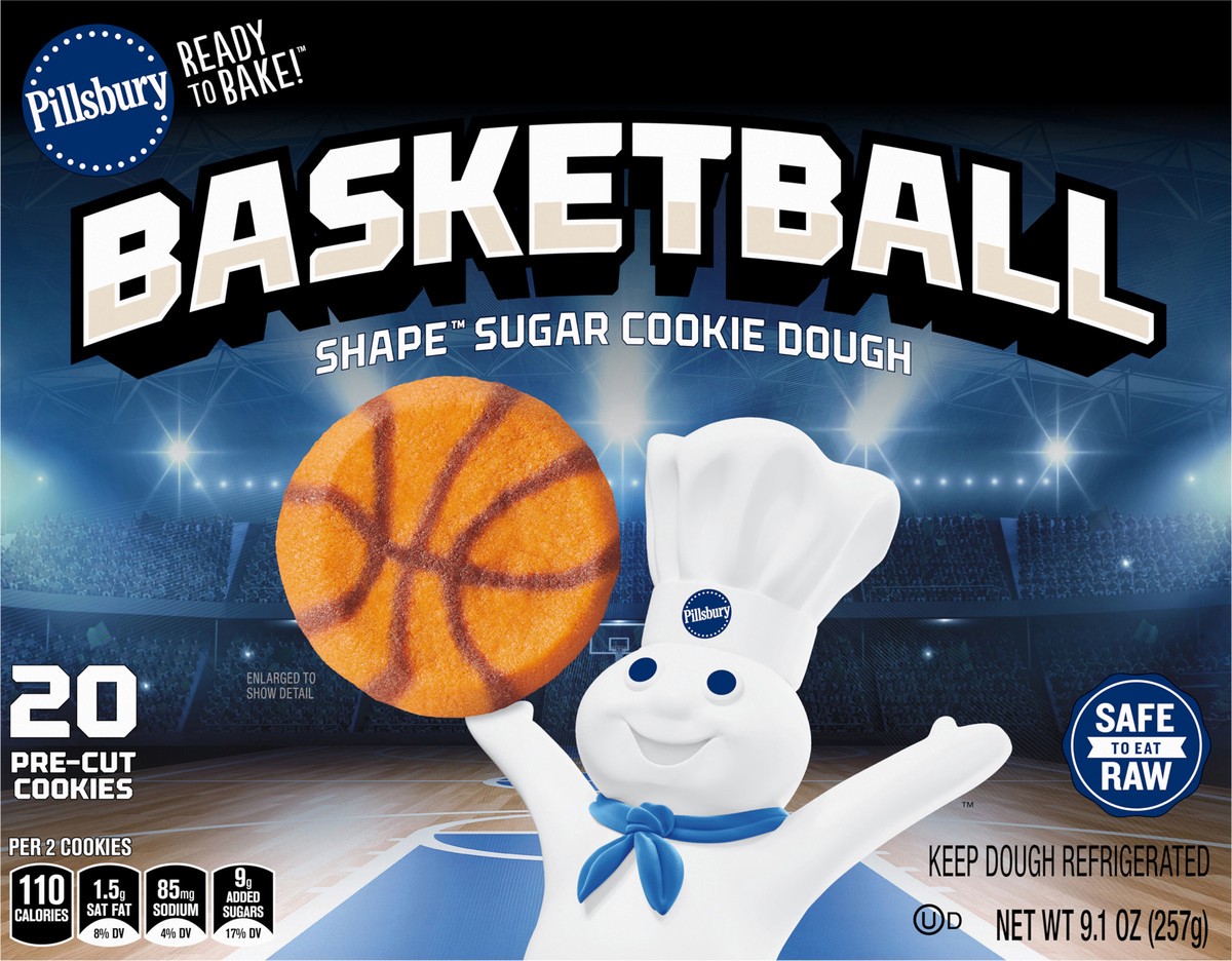 slide 10 of 15, Pillsbury Ready to Bake! Basketball Shape Sugar Cookie Dough 20 Count, 9.1 OZ, 20 ct