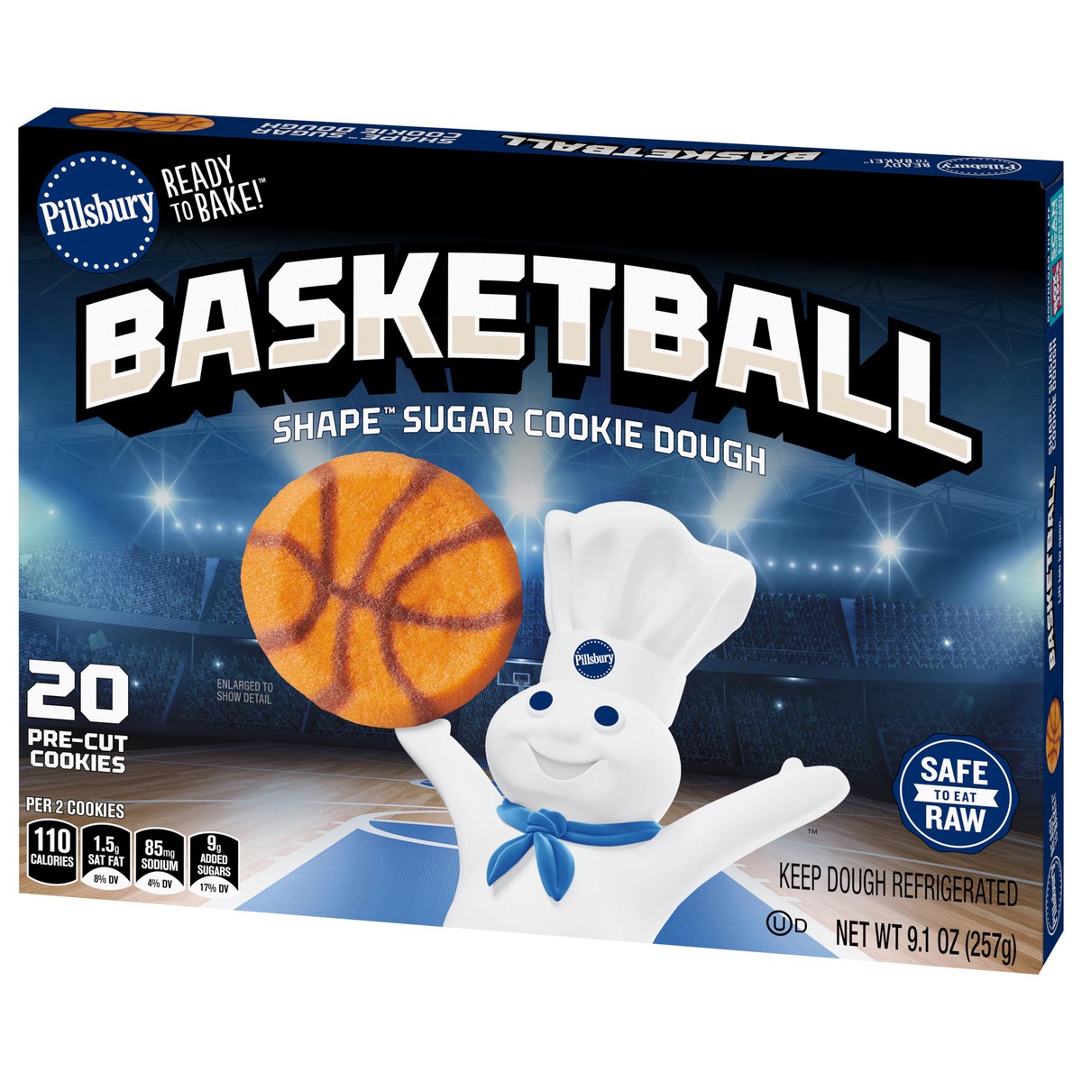 slide 8 of 15, Pillsbury Ready to Bake! Basketball Shape Sugar Cookie Dough 20 Count, 9.1 OZ, 20 ct