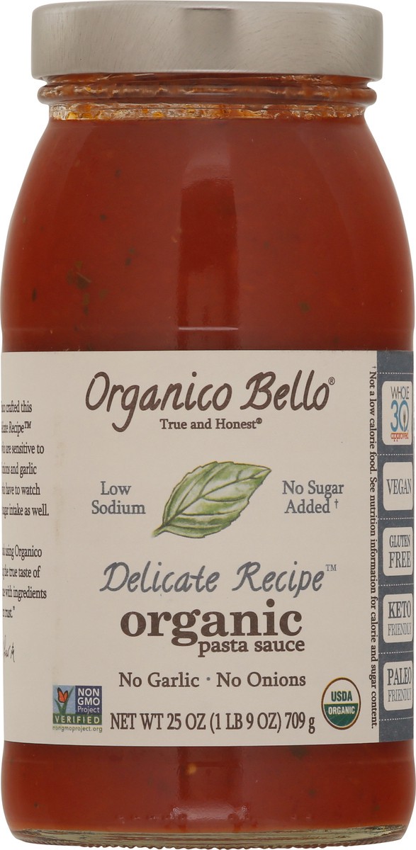 slide 10 of 12, Organico Bello True and Honest Organic Delicate Recipe Pasta Sauce 25 oz, 25 oz