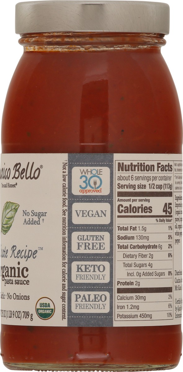 slide 11 of 12, Organico Bello True and Honest Organic Delicate Recipe Pasta Sauce 25 oz, 25 oz