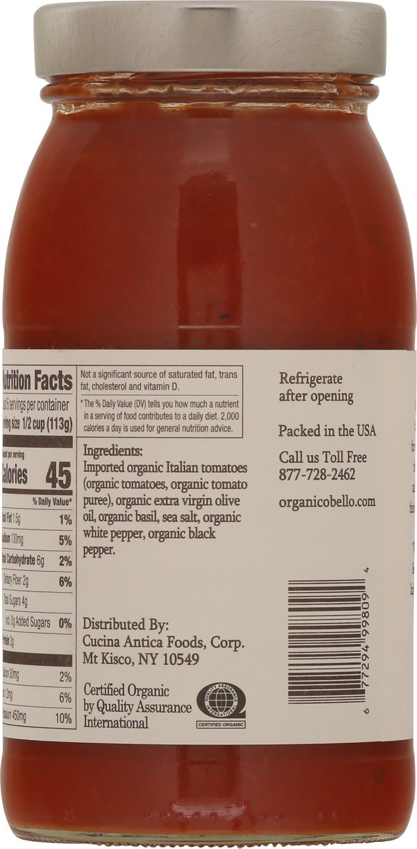 slide 7 of 12, Organico Bello True and Honest Organic Delicate Recipe Pasta Sauce 25 oz, 25 oz