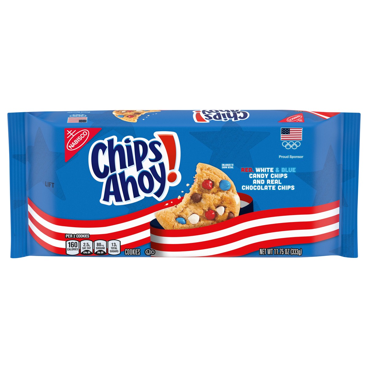 slide 11 of 14, Chips Ahoy! Nabisco Chips Ahoy! Red, White & Blue Candy Chips Chocolate Chip Cookies 11.75 oz. Tray, 11.75 oz