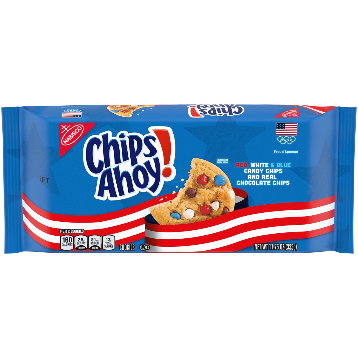 slide 8 of 14, Chips Ahoy! Nabisco Chips Ahoy! Red, White & Blue Candy Chips Chocolate Chip Cookies 11.75 oz. Tray, 11.75 oz
