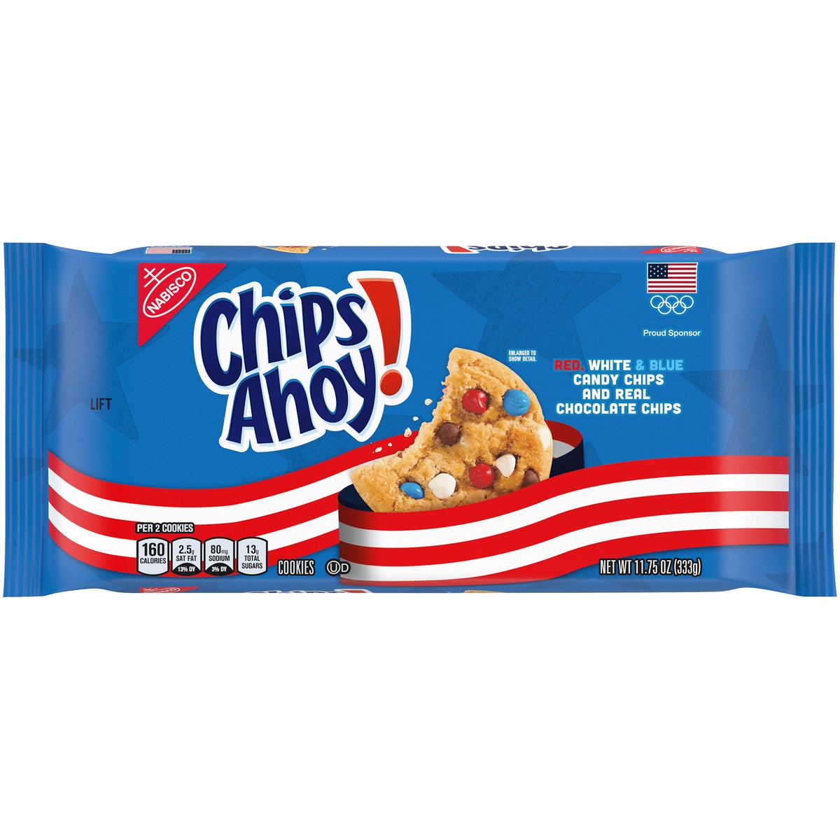 slide 5 of 14, Chips Ahoy! Nabisco Chips Ahoy! Red, White & Blue Candy Chips Chocolate Chip Cookies 11.75 oz. Tray, 11.75 oz
