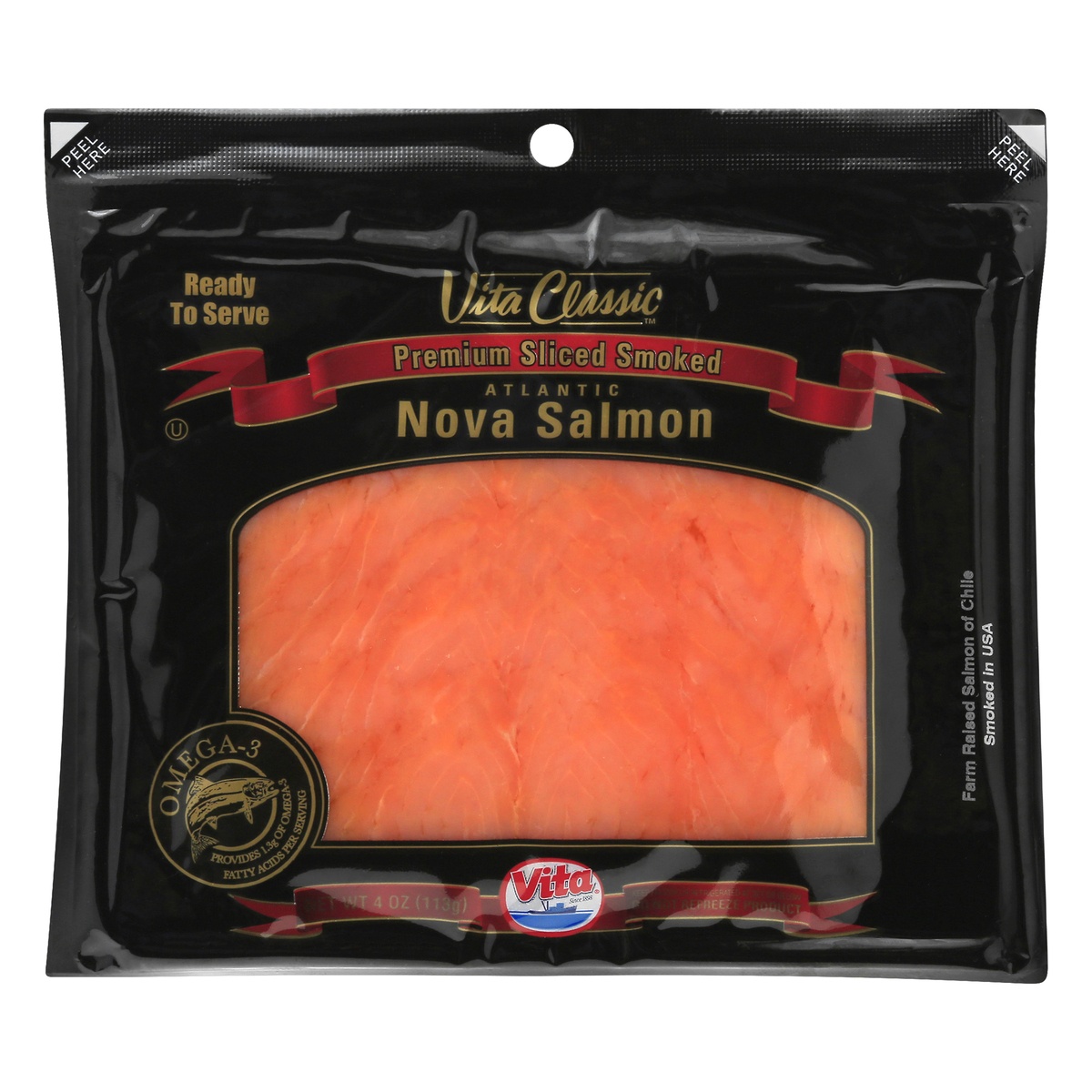 slide 1 of 1, Vita Classic Premium Sliced Smoked Atlantic Nova Salmon, 4 oz