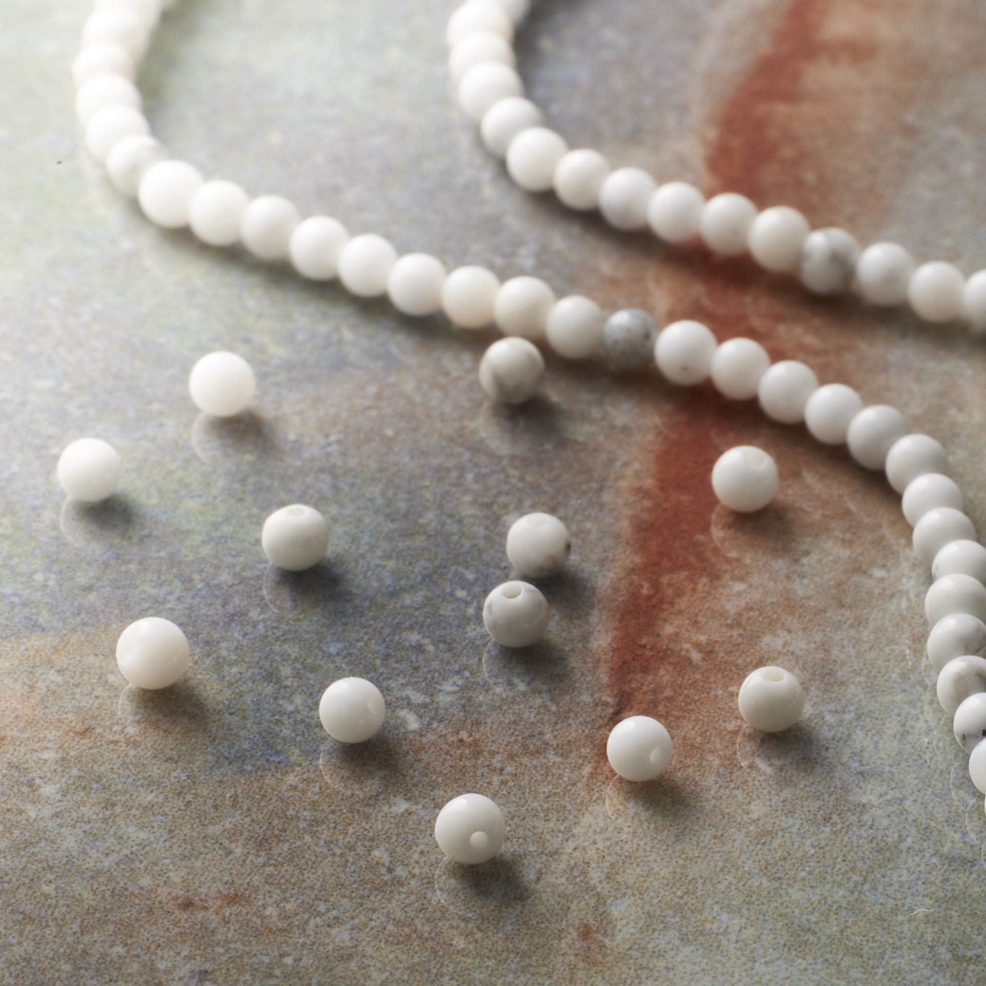 slide 3 of 3, White Howlite Round Beads, 2mm By Bead Landing, 2mm