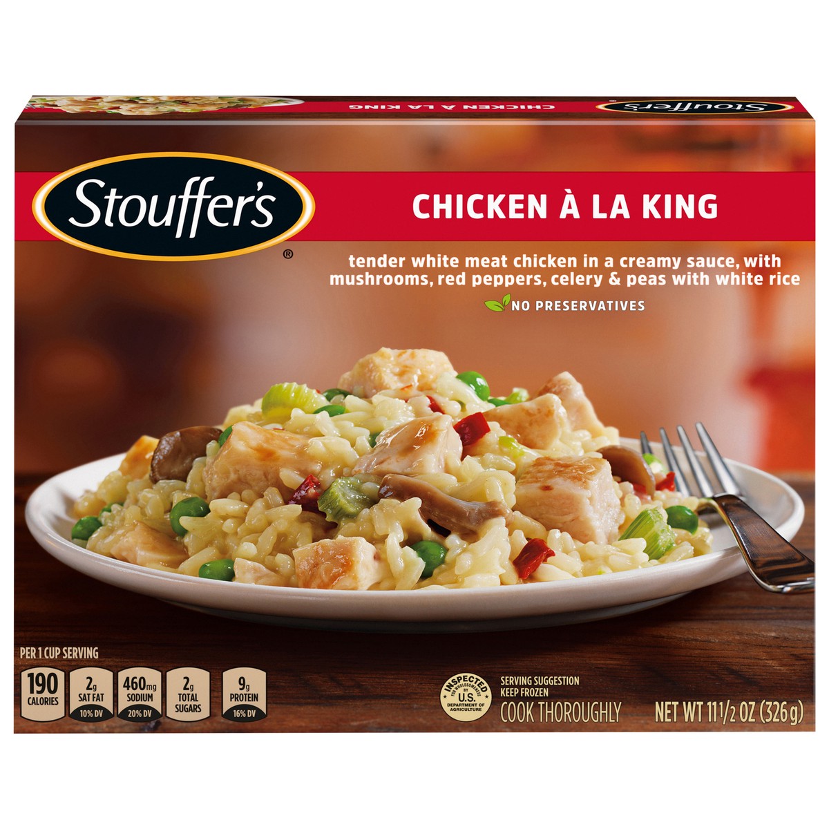 slide 1 of 9, STOUFFER'S Chicken A La King Frozen Meal 11.5 oz., 11.5 oz
