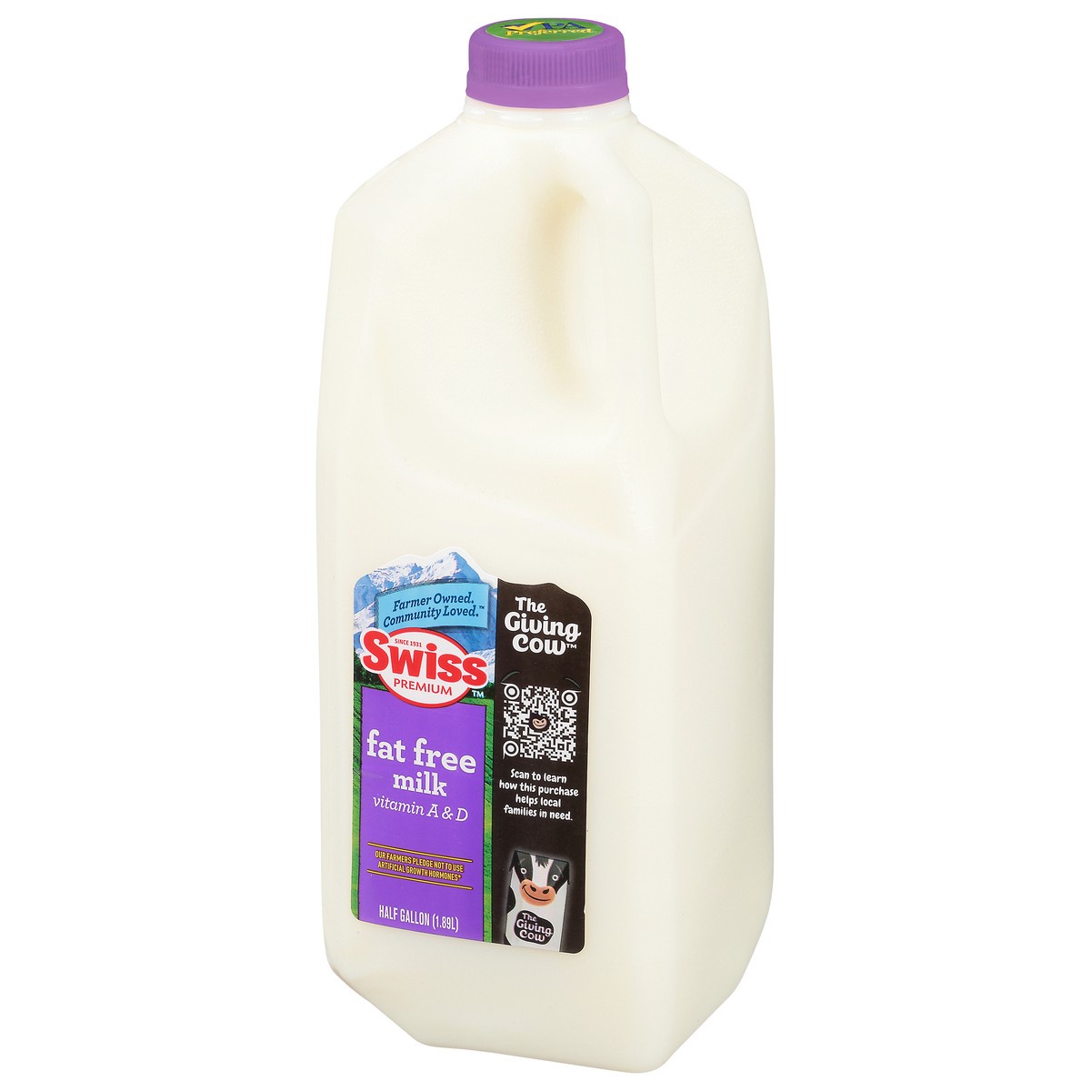 slide 3 of 14, Swiss Fat Free Milk 0.5 gl, 1/2 gal