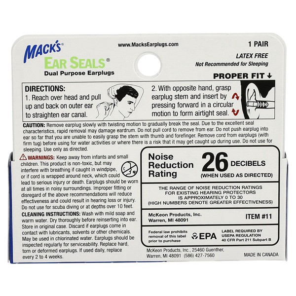 slide 2 of 5, Mack's Macks Ear Seals Earplugs, 1 ct
