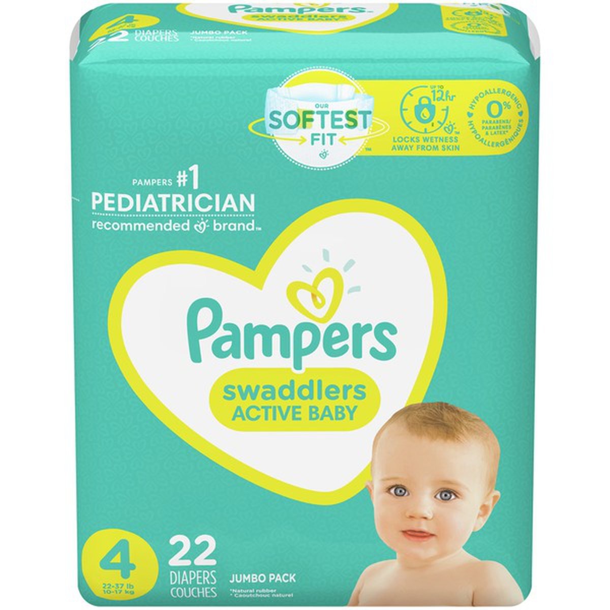 slide 1 of 1, Pampers Active Baby Diapers Size 4, 22 ct