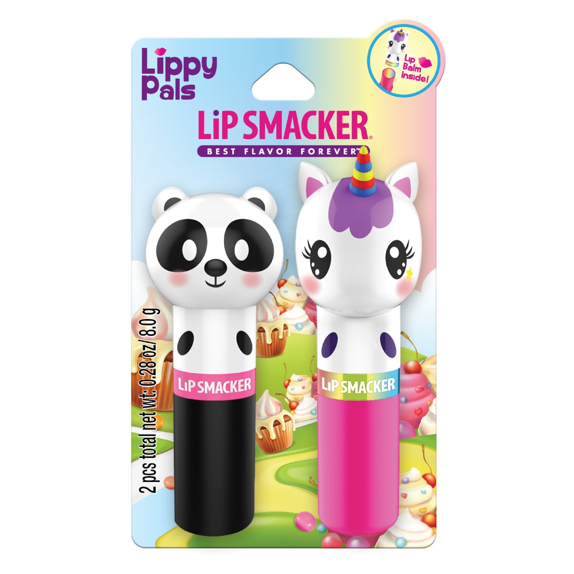 slide 1 of 3, Lip Smacker Lippy Pals Panda and Unicorn Lip Balm, 28 oz