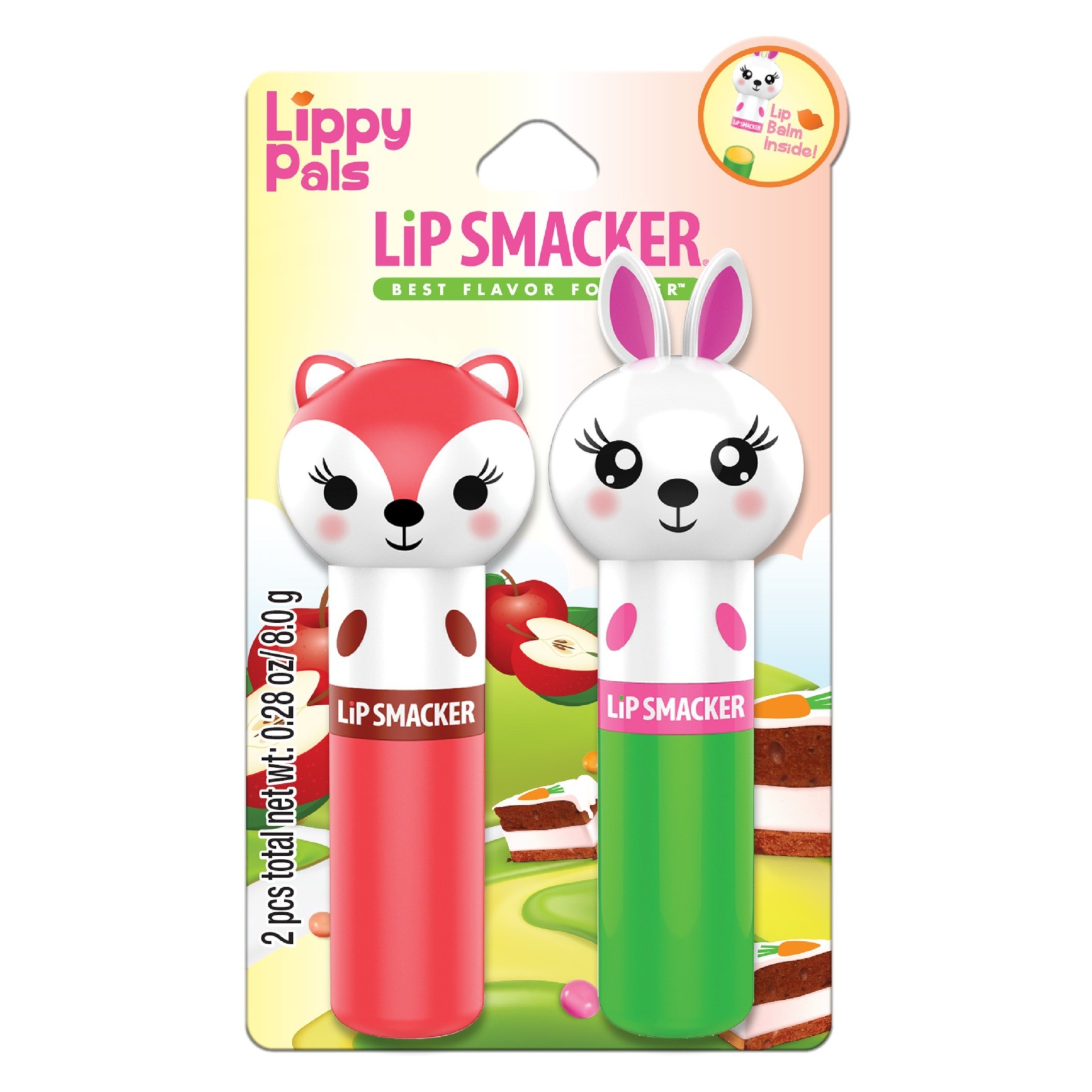 slide 1 of 3, Lip Smacker Lippy Pals Fox and Bunny Lip Balm, 28 oz