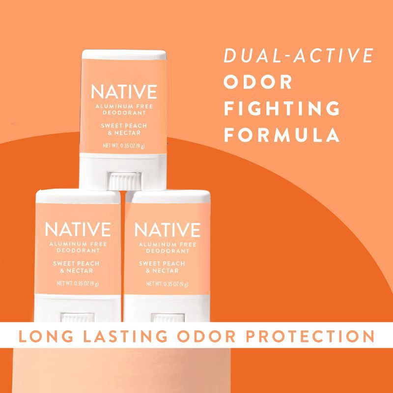 slide 9 of 10, Native Aluminum-Free Deodorant - Sweet Peach & Nectar - Trial Size - 0.35oz, 0.35 oz