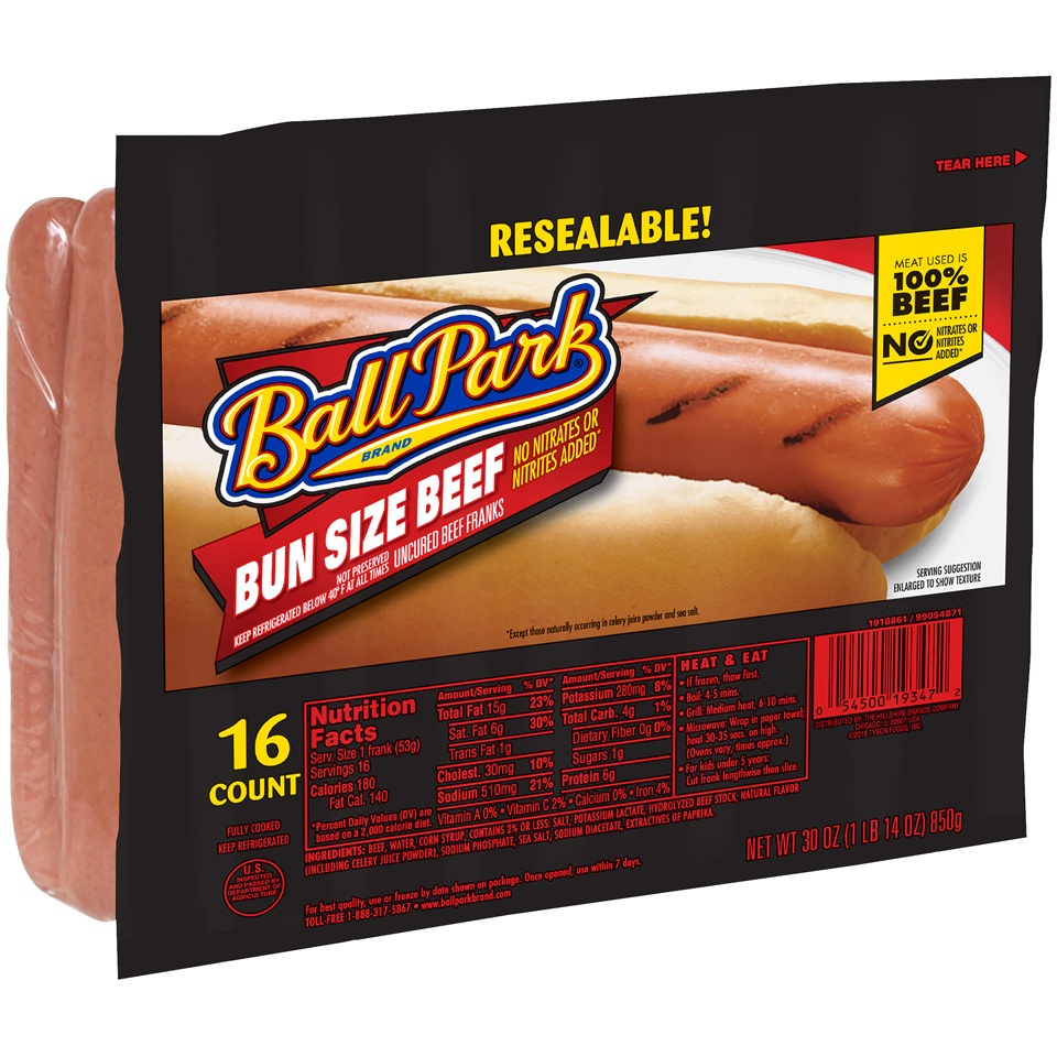 slide 2 of 5, Ball Park Bun Size Beef Hotdog Bulk, 16 ct; 30 oz