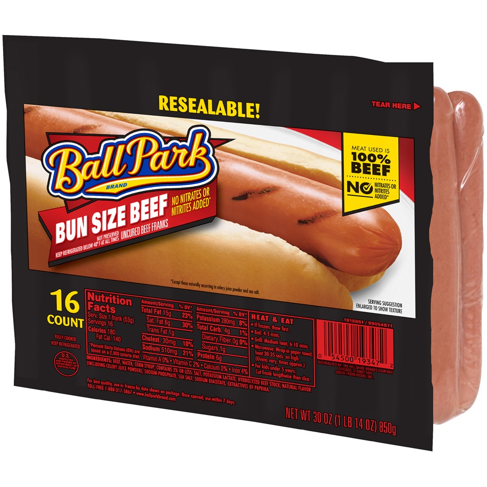 slide 3 of 5, Ball Park Bun Size Beef Hotdog Bulk, 16 ct; 30 oz