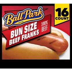Ball Park Bun Length Hot Dogs, Beef, 16 Count