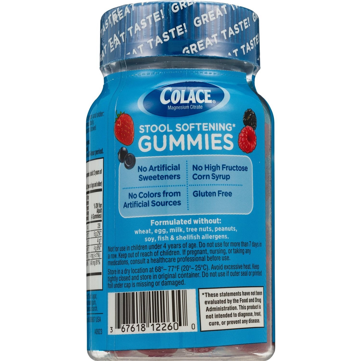 slide 3 of 4, Colace Stool Softener Gummies, Magnesium Citrate , Berry Flavored 60 Ct, 60 ct