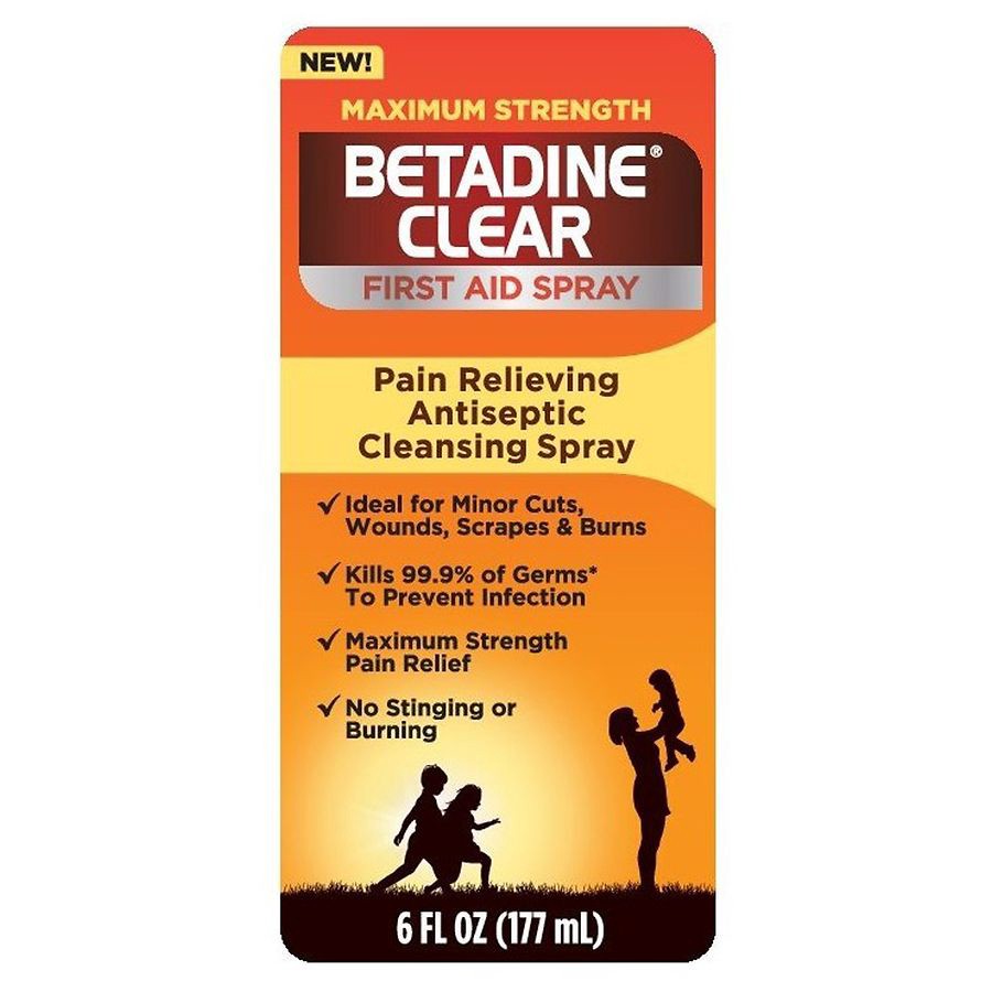 slide 3 of 3, Betadine Clear Maximum Strength First Aid Spray 6 fl oz, 6 fl oz