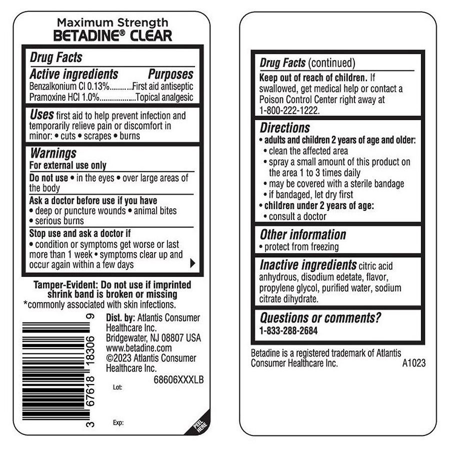 slide 2 of 3, Betadine Clear Maximum Strength First Aid Spray 6 fl oz, 6 fl oz