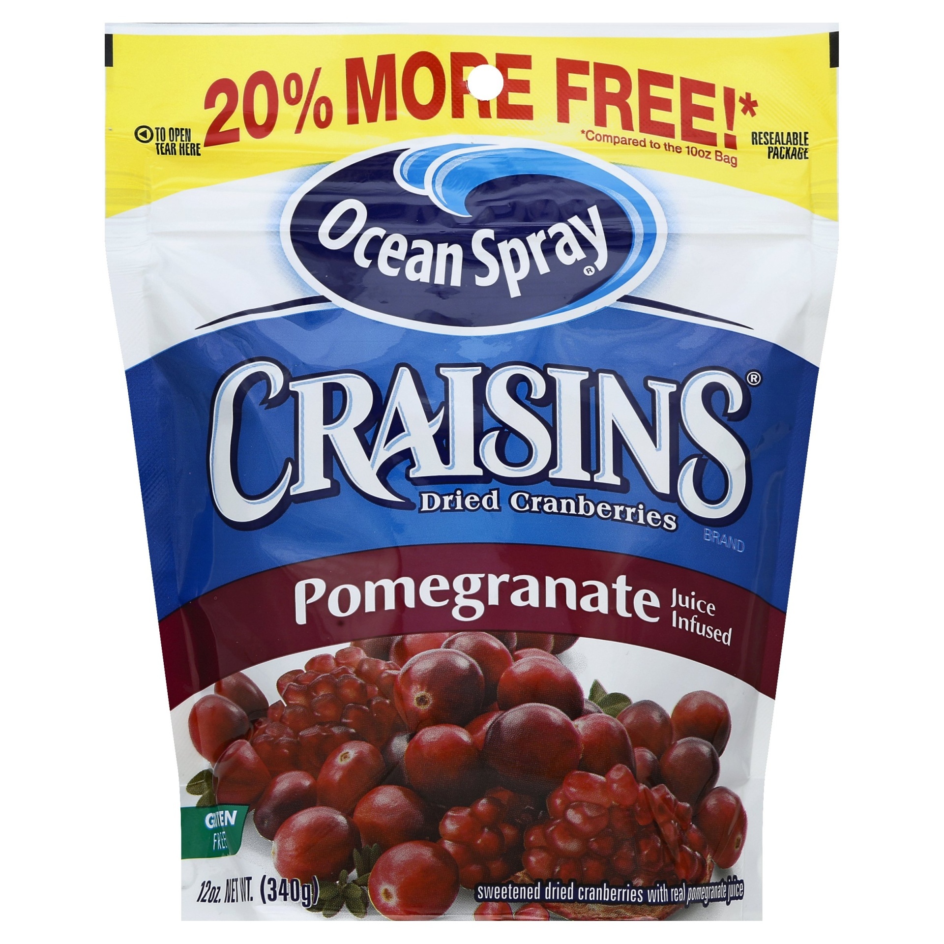 slide 1 of 1, Ocean Spray Craisins Pomegranate Dried Cranberries, 12 oz