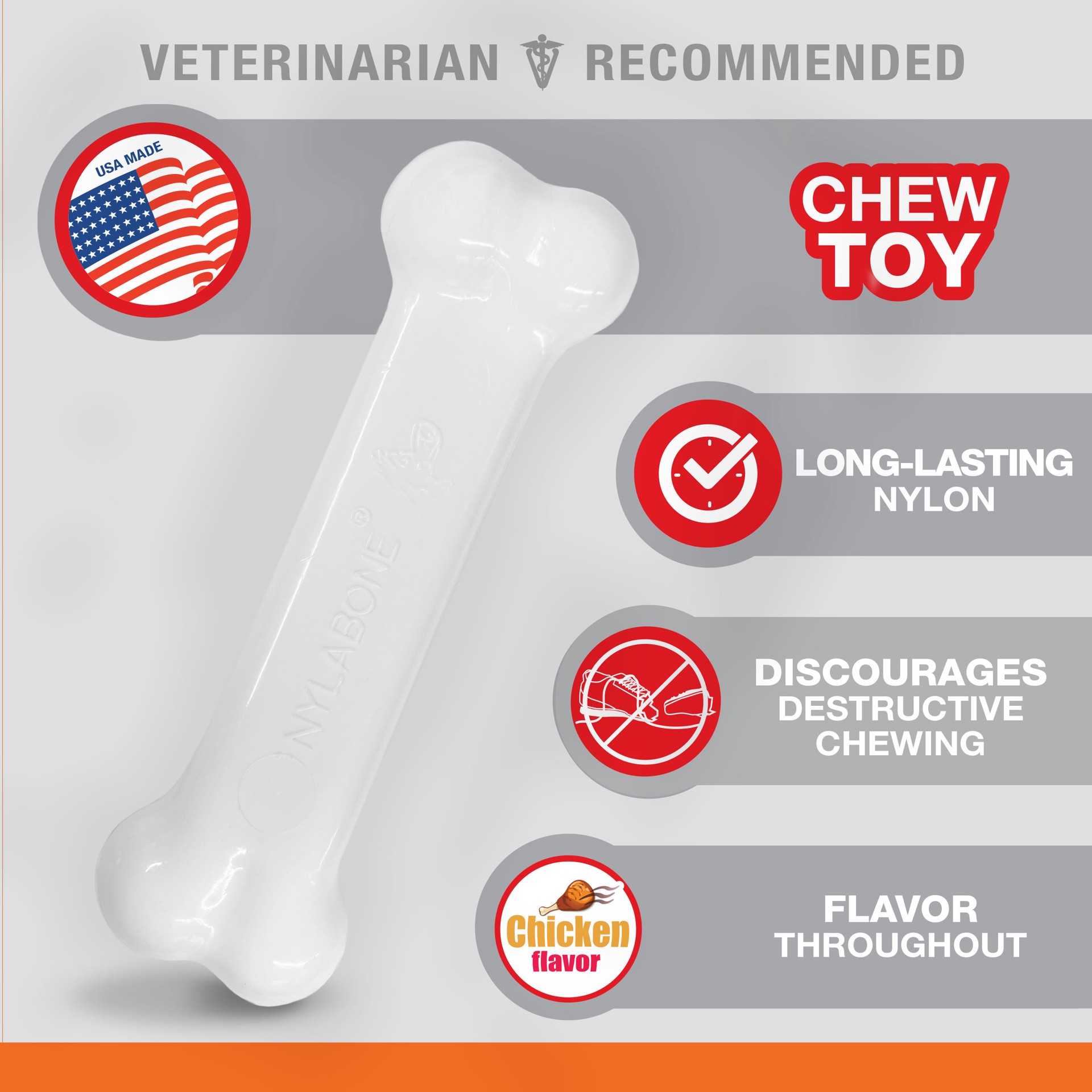 slide 6 of 9, Nylabone Power Chew Dog Toy Chicken X-Small/Petite - Up to 15 lbs.(1 Count), 1 ct