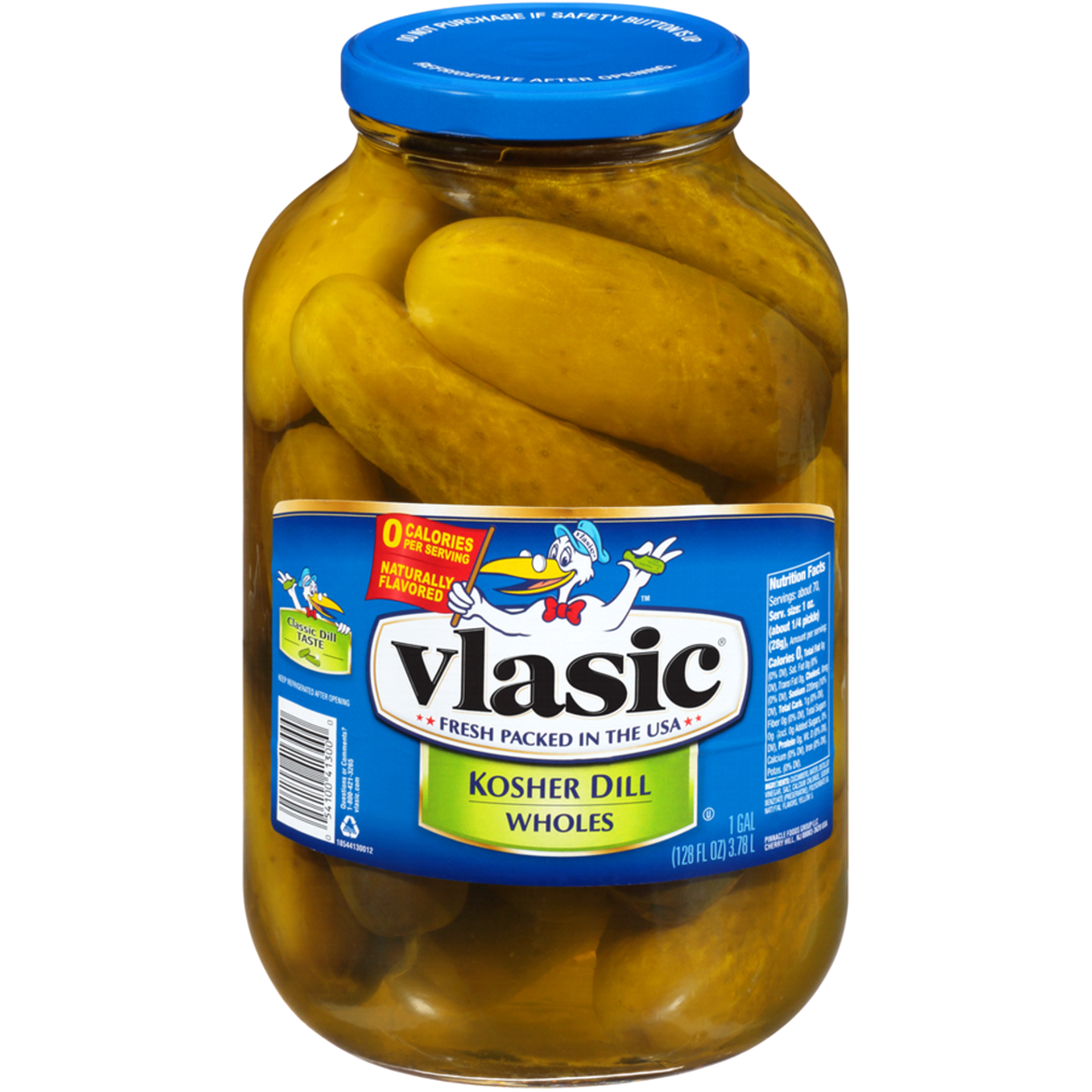 slide 1 of 1, Vlasic Kosher Whole Dill Pickles, 1 gal