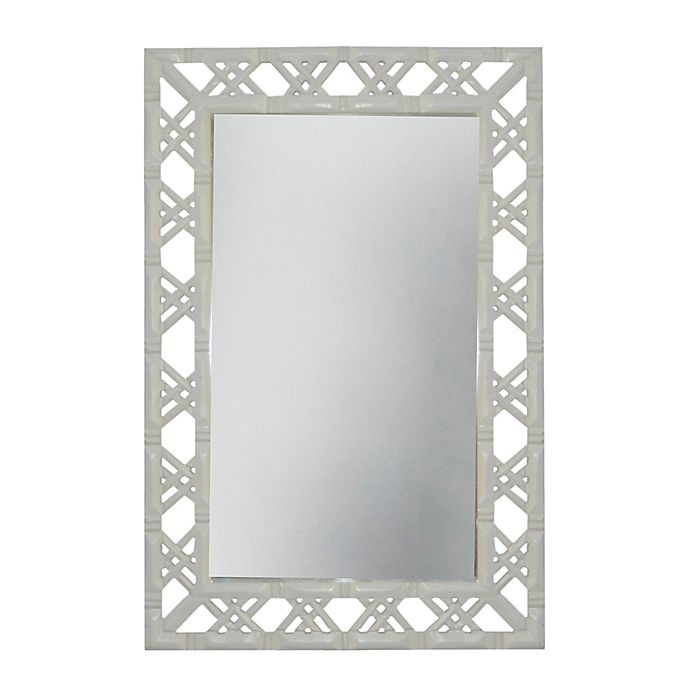slide 1 of 1, W Home Bamboo-Look Rectangular Wall Mirror - Glossy White, 20 in x 30 in