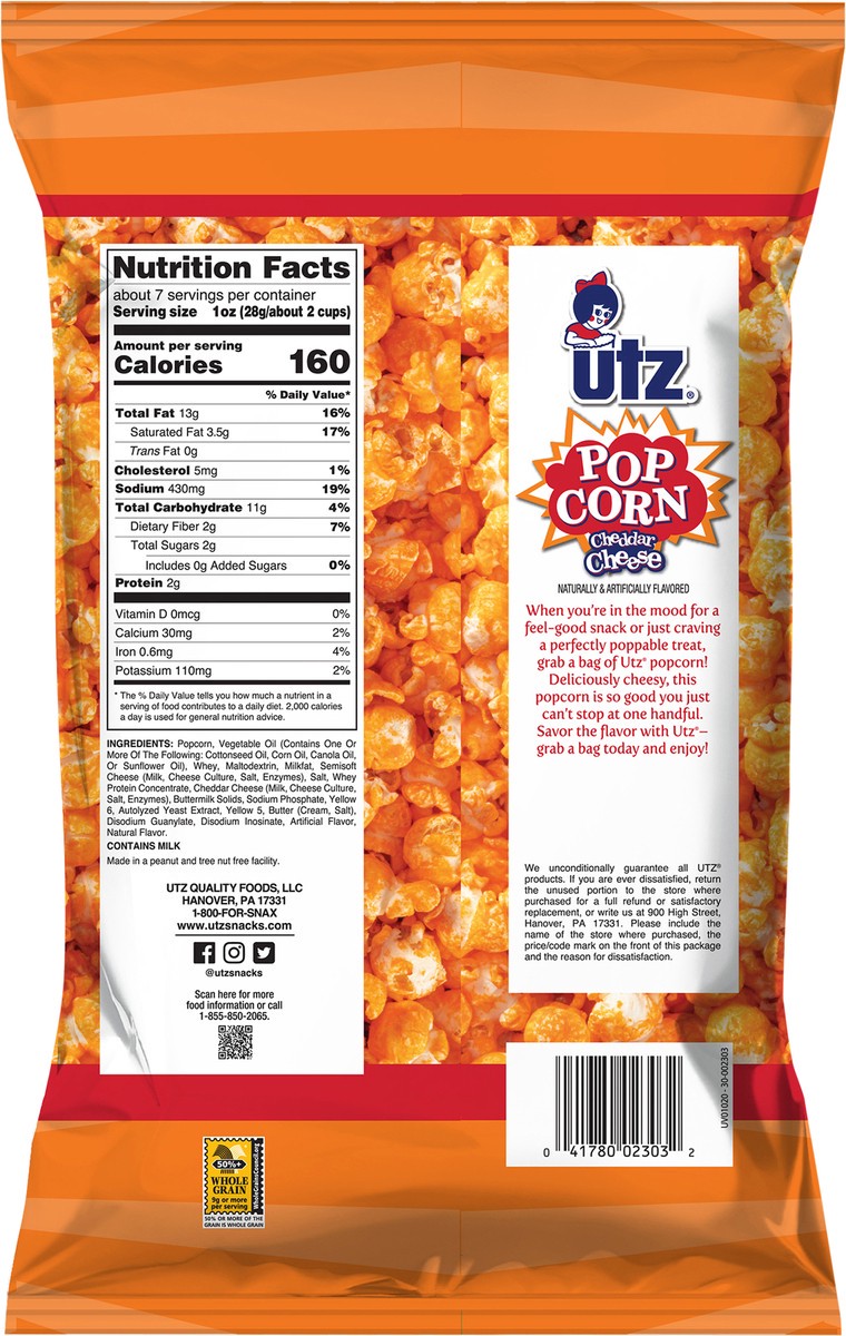 slide 7 of 11, Utz Cheddar Cheese Popcorn 6.5 oz, 6.5 oz