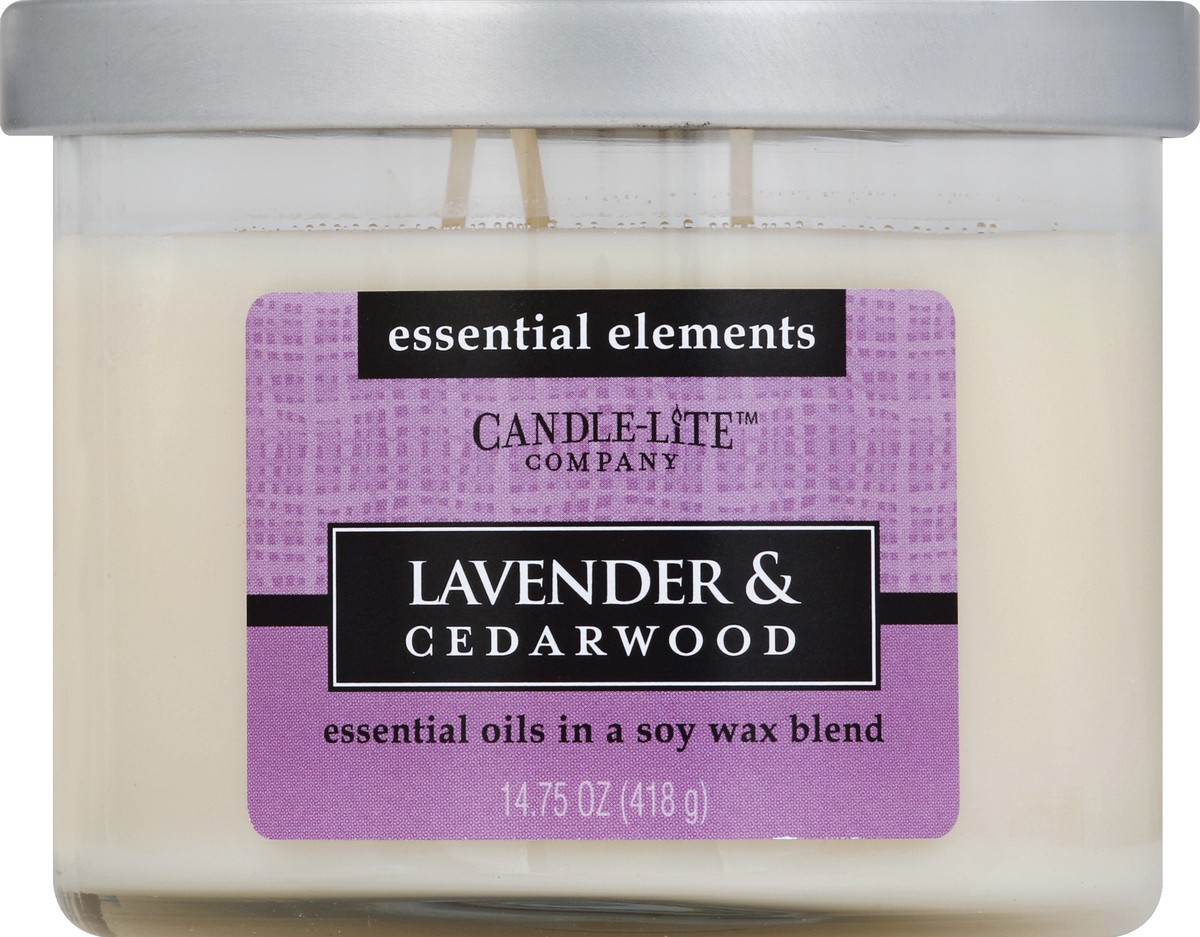 slide 2 of 2, Candle-Lite Essential Elements Lavender & Cedarwood 3-Wick Candle, 14.75 oz