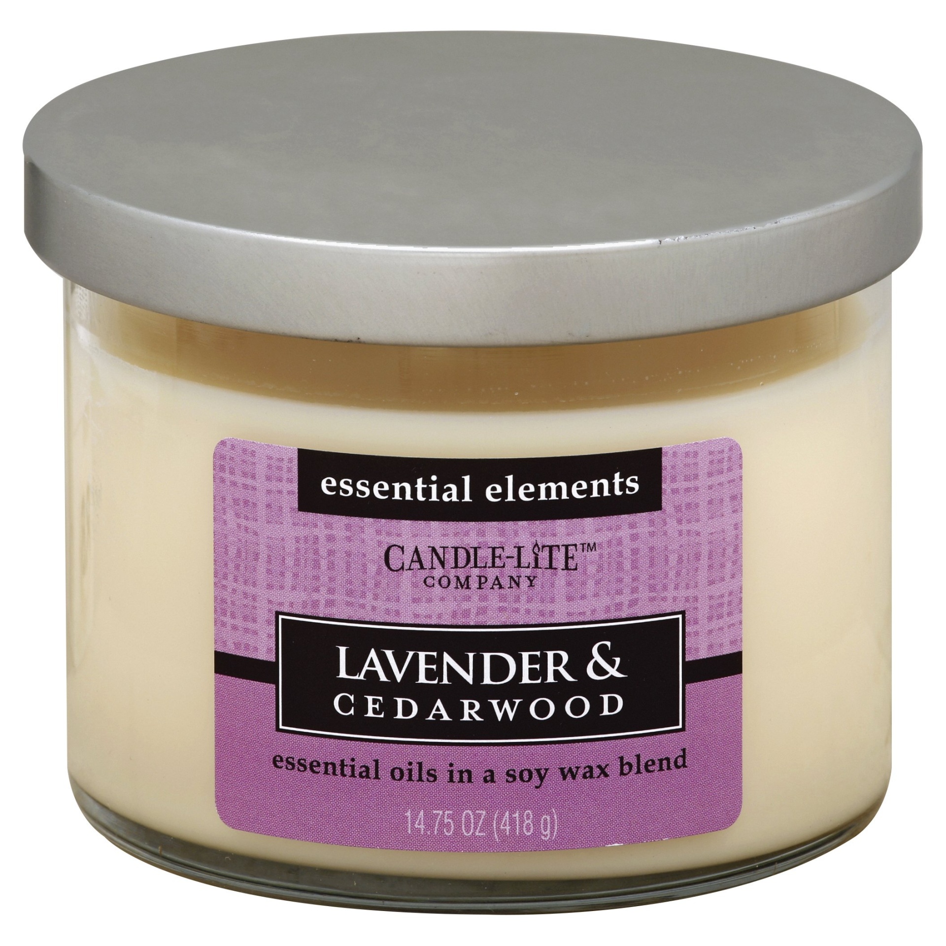 slide 1 of 2, Candle-Lite Essential Elements Lavender & Cedarwood 3-Wick Candle, 14.75 oz