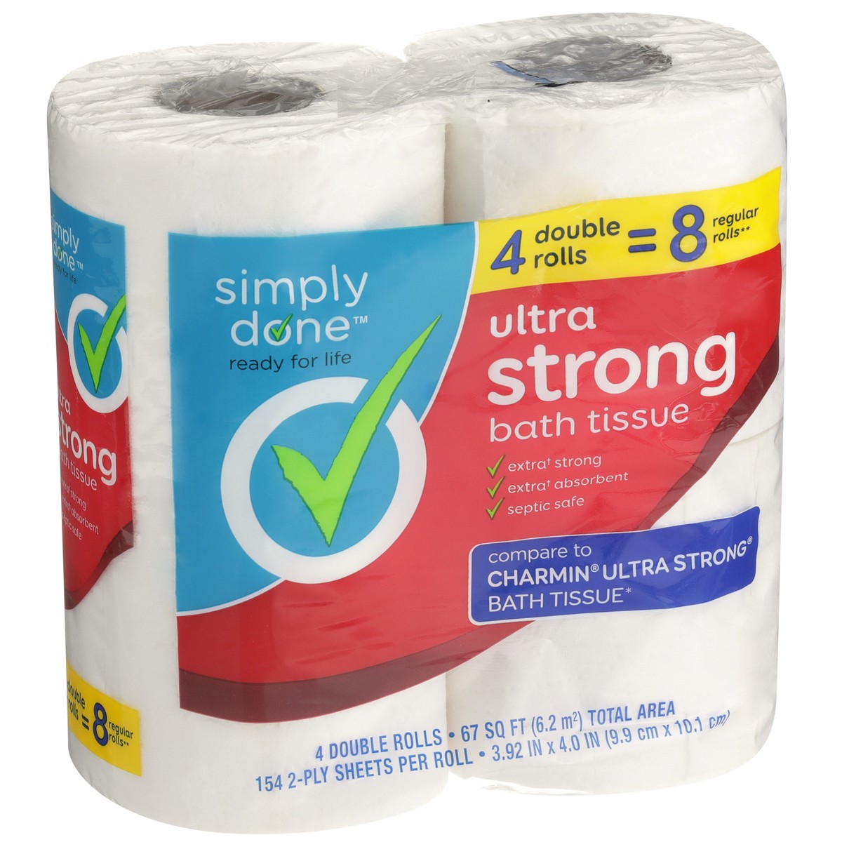 slide 3 of 8, Simply Done Ultra Strong Double Rolls Bath Tissue, 4 ct