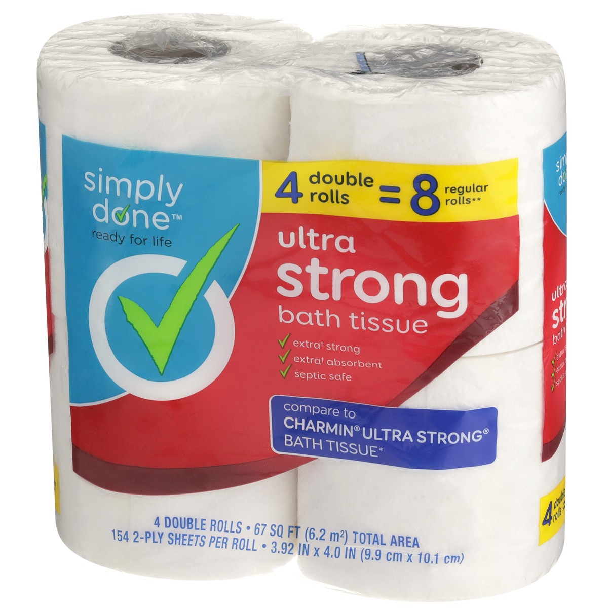 slide 6 of 8, Simply Done Ultra Strong Double Rolls Bath Tissue, 4 ct