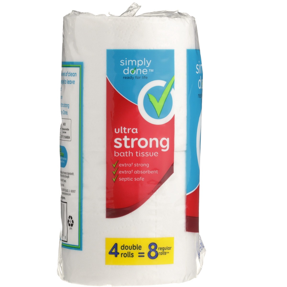 slide 8 of 8, Simply Done Ultra Strong Double Rolls Bath Tissue, 4 ct