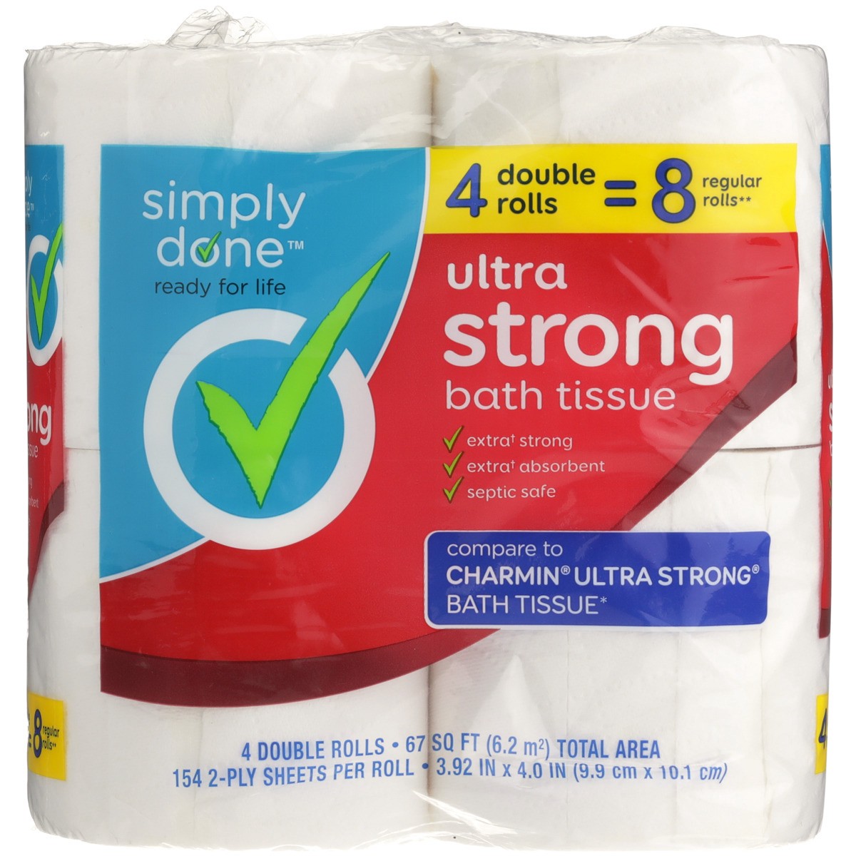 slide 7 of 8, Simply Done Ultra Strong Double Rolls Bath Tissue, 4 ct