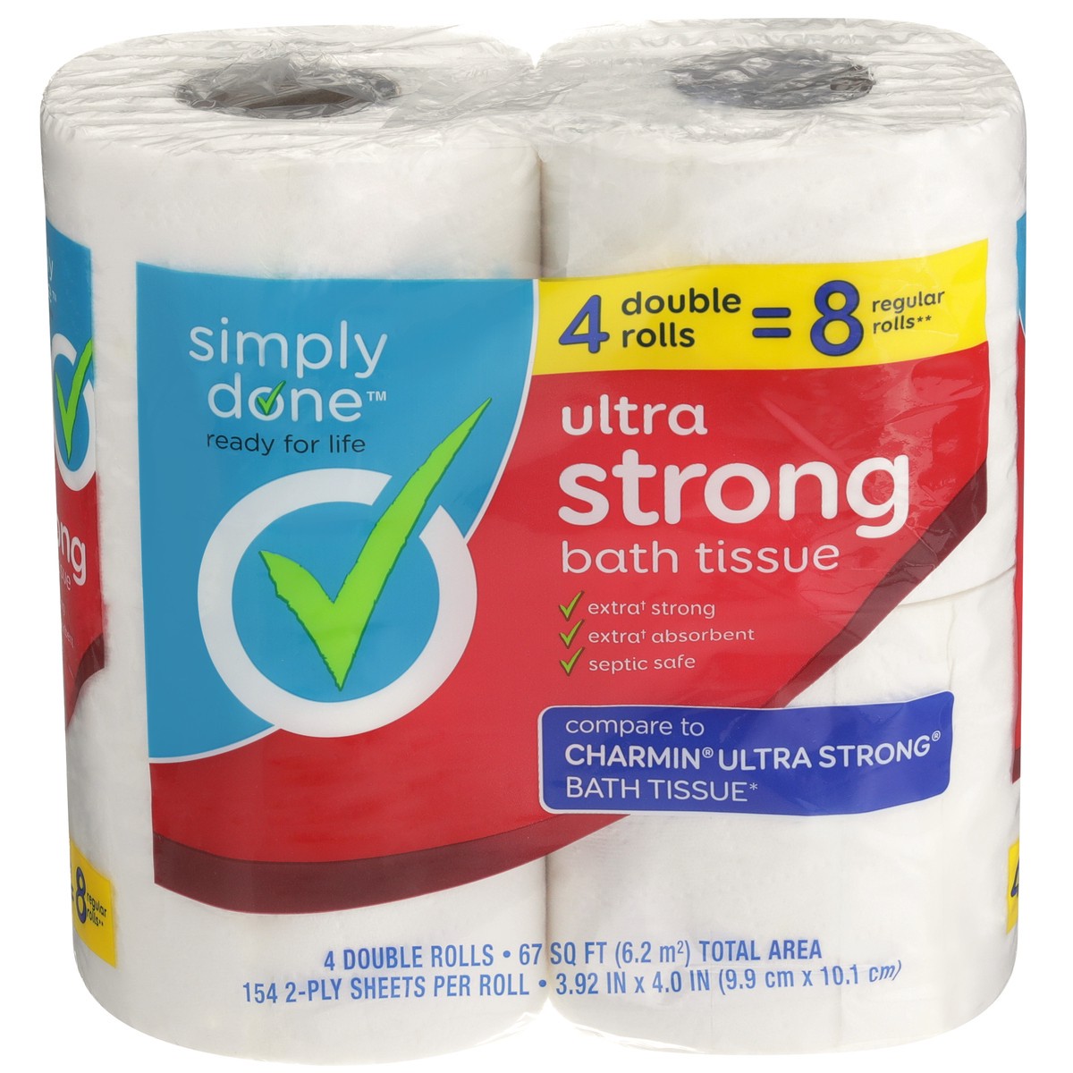 slide 1 of 8, Simply Done Ultra Strong Double Rolls Bath Tissue, 4 ct