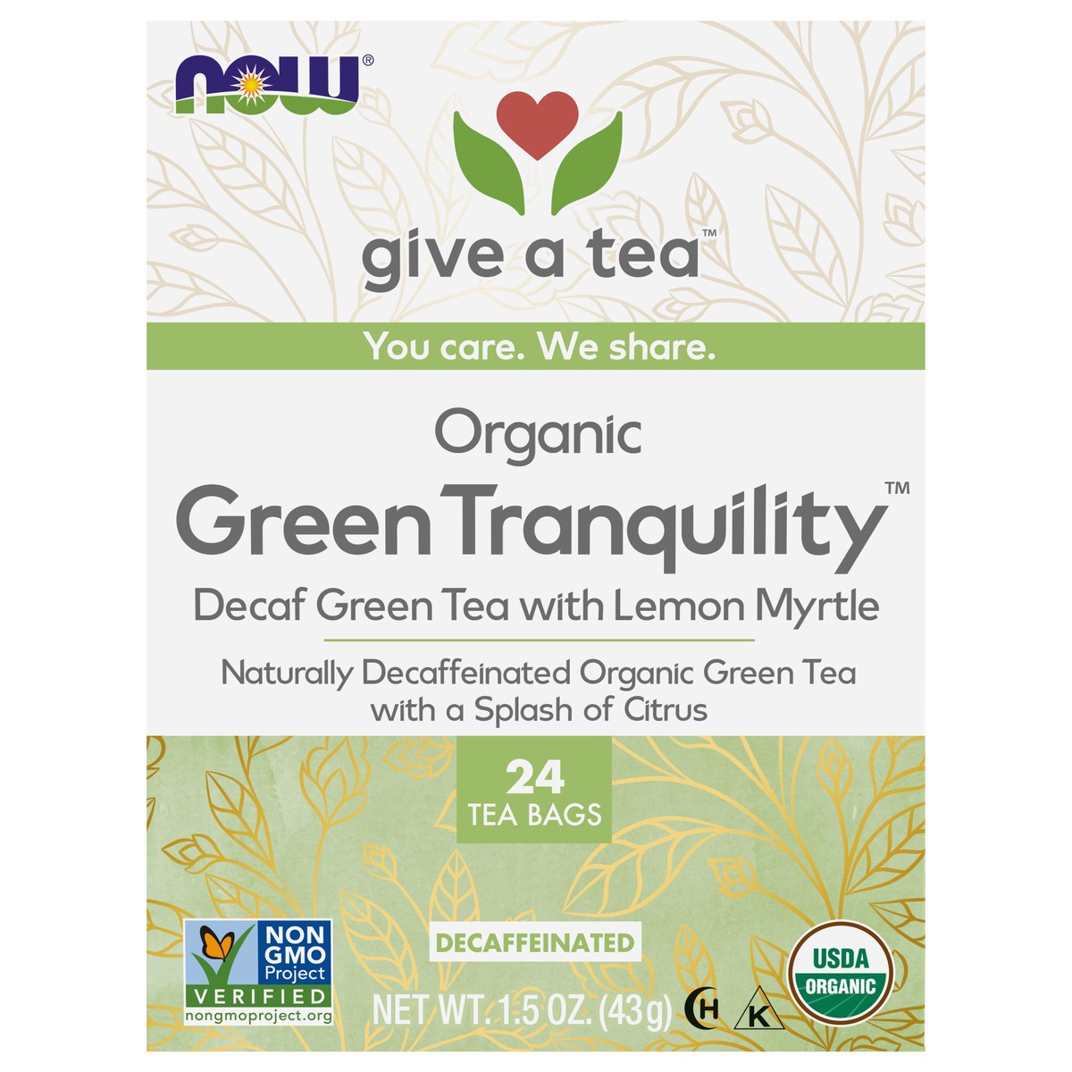 slide 1 of 4, NOW Green Tranquility™ Tea, Organic - 24 Tea Bags, 24 ct