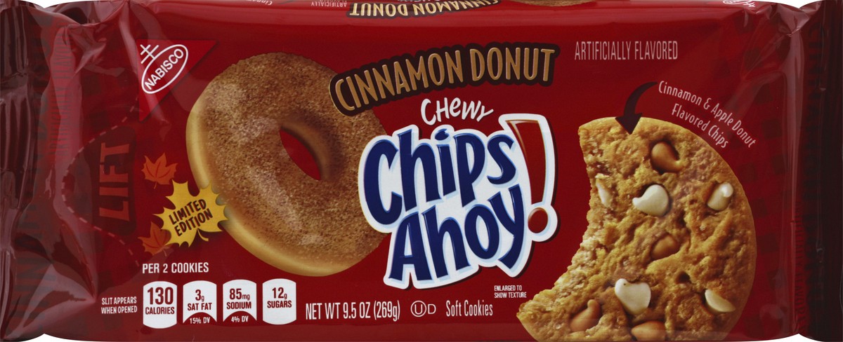 slide 3 of 5, CHIPS AHOY! Chewy Cinnamon Donut Cookies, Limited Edition, 1 Pack (9.5 oz.), 0.63 lb