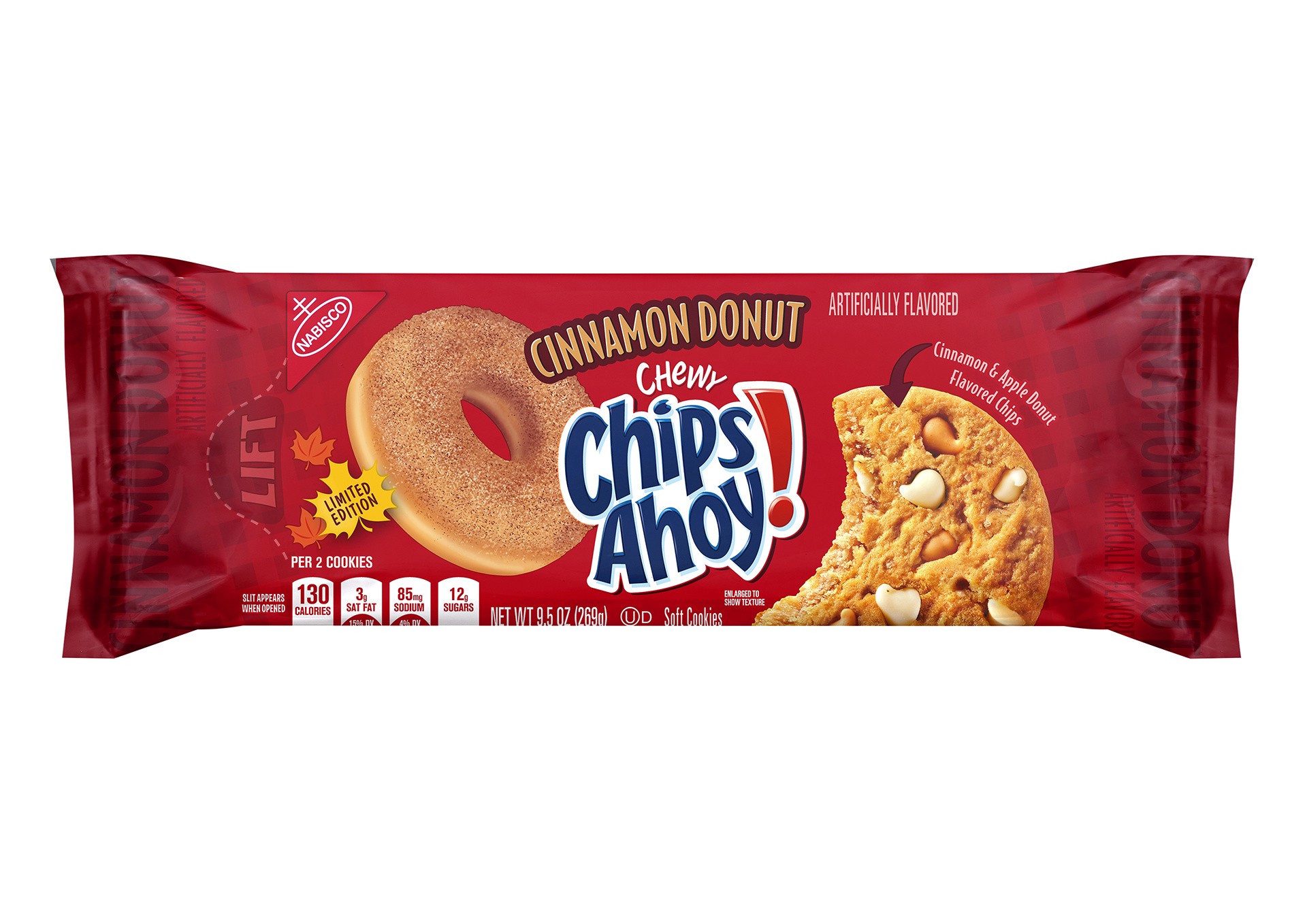 slide 1 of 5, CHIPS AHOY! Chewy Cinnamon Donut Cookies, Limited Edition, 1 Pack (9.5 oz.), 0.63 lb