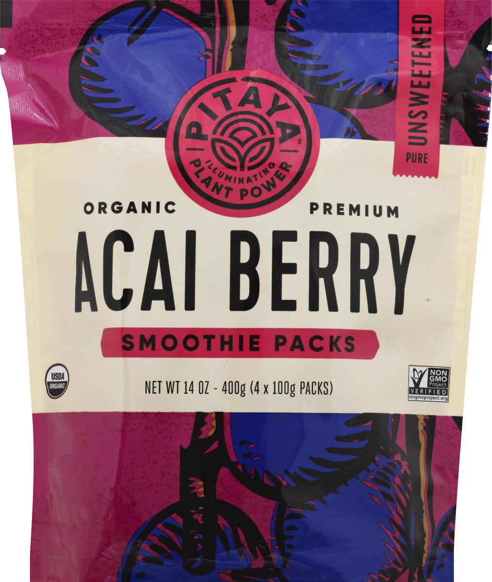 slide 1 of 12, Pitaya Unsweetened Organic Smoothie Packs Acai Berry - 4 ct, 4 ct